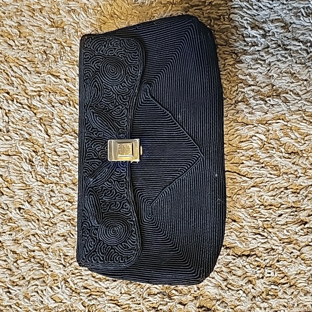 Vintage Corde 1940's clutch black